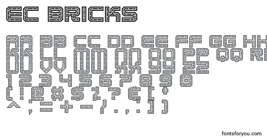 Fuente Ec bricks - alfabeto, números, caracteres especiales