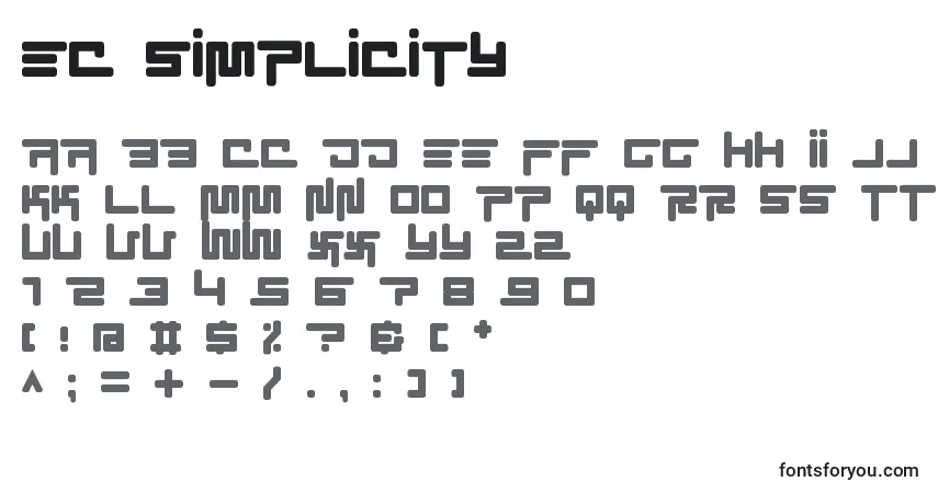 Schriftart Ec simplicity – Alphabet, Zahlen, spezielle Symbole
