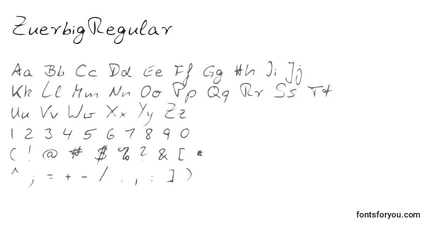 Шрифт ZuerbigRegular – алфавит, цифры, специальные символы