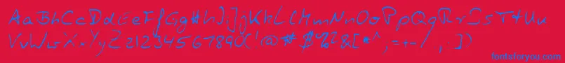 ZuerbigRegular-Schriftart – Blaue Schriften auf rotem Hintergrund