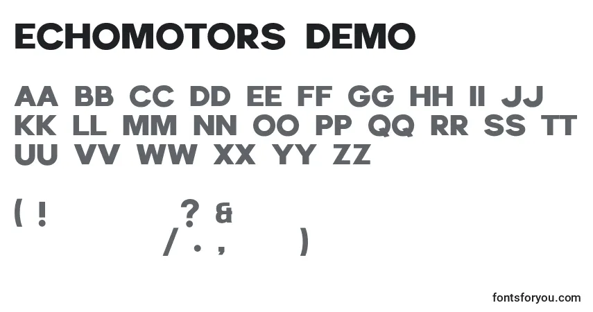 A fonte Echomotors Demo – alfabeto, números, caracteres especiais