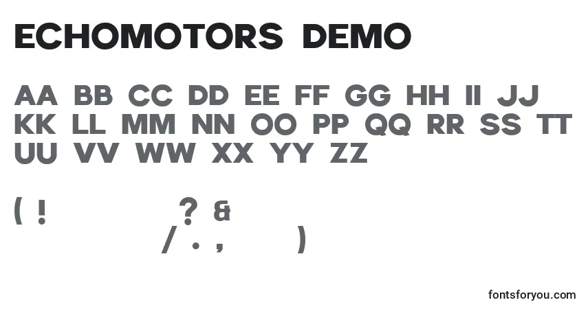 Czcionka Echomotors Demo (125771) – alfabet, cyfry, specjalne znaki
