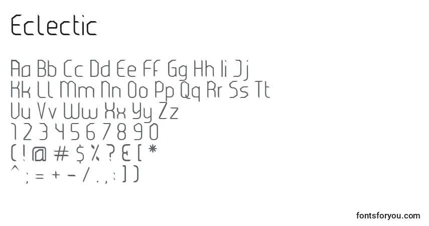 Schriftart Eclectic (125774) – Alphabet, Zahlen, spezielle Symbole
