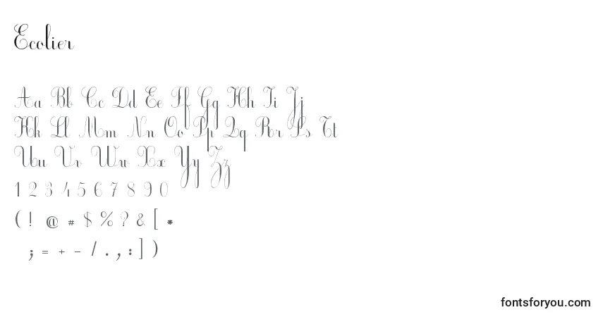 Ecolier (125778)フォント–アルファベット、数字、特殊文字