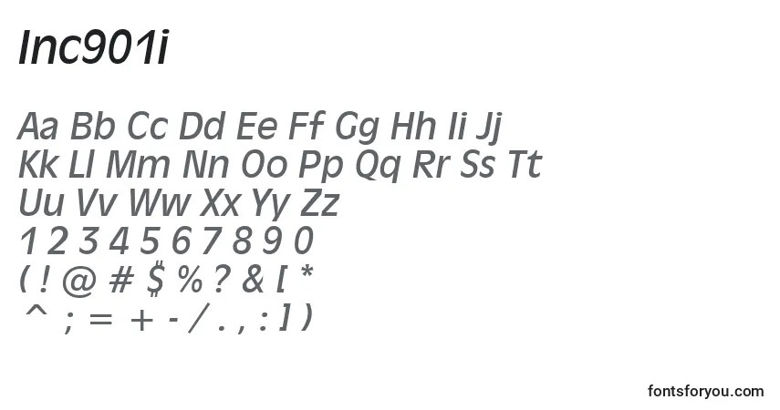 Schriftart Inc901i – Alphabet, Zahlen, spezielle Symbole