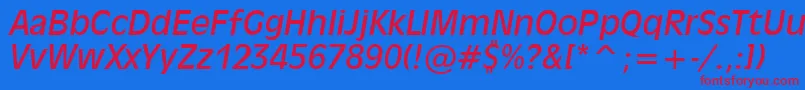フォントInc901i – 赤い文字の青い背景
