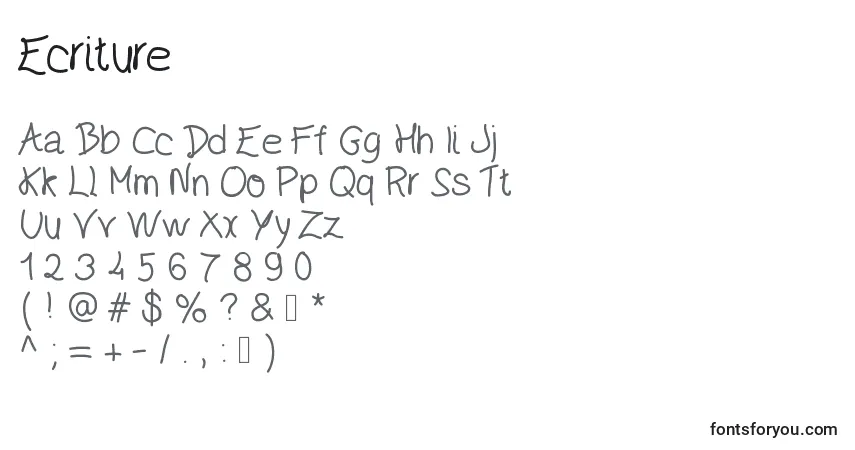 A fonte Ecriture – alfabeto, números, caracteres especiais