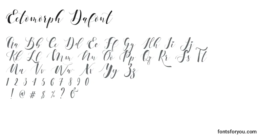 Schriftart Ectomorph Dafont – Alphabet, Zahlen, spezielle Symbole