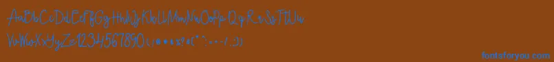 フォントEcuador Bold – 茶色の背景に青い文字