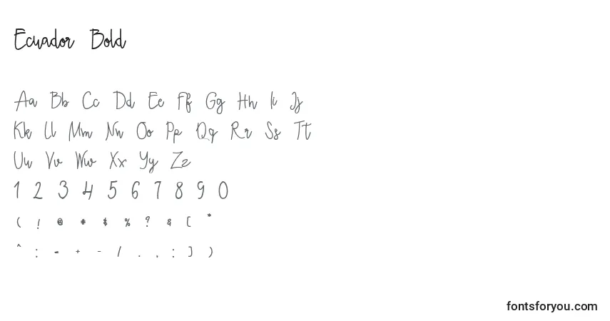 A fonte Ecuador Bold (125784) – alfabeto, números, caracteres especiais