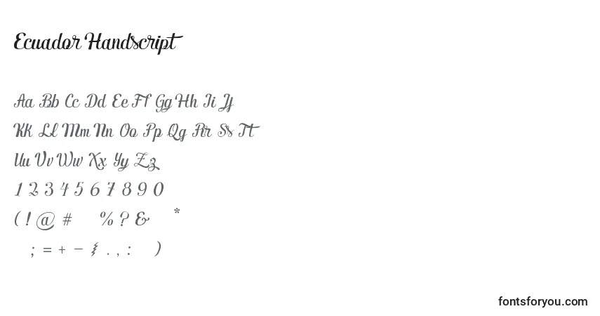 Fuente Ecuador Handscript - alfabeto, números, caracteres especiales