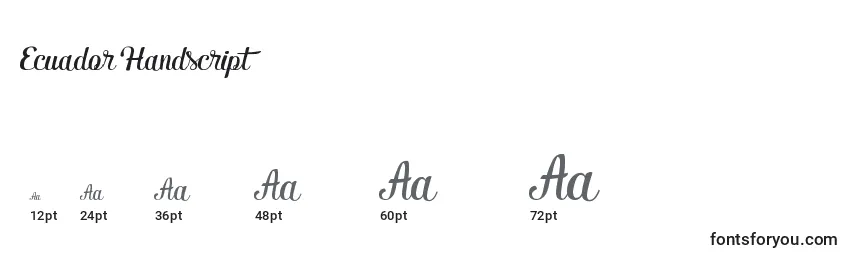 Размеры шрифта Ecuador Handscript