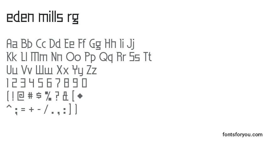 Schriftart Eden mills rg – Alphabet, Zahlen, spezielle Symbole