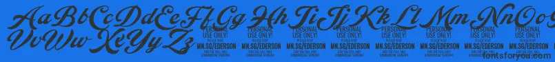Шрифт Ederson PERSONAL USE ONLY – чёрные шрифты на синем фоне