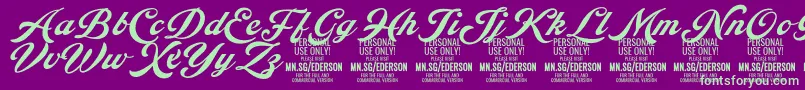 Ederson PERSONAL USE ONLY Font – Green Fonts on Purple Background