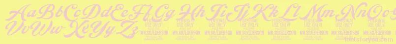 フォントEderson PERSONAL USE ONLY – ピンクのフォント、黄色の背景