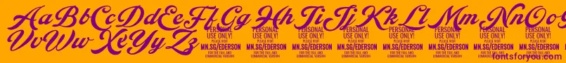 Ederson PERSONAL USE ONLY-Schriftart – Violette Schriften auf orangefarbenem Hintergrund