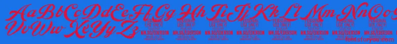 Ederson PERSONAL USE ONLY Font – Red Fonts on Blue Background