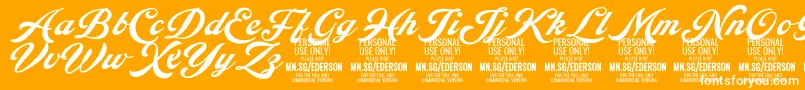 Ederson PERSONAL USE ONLY-Schriftart – Weiße Schriften auf orangefarbenem Hintergrund