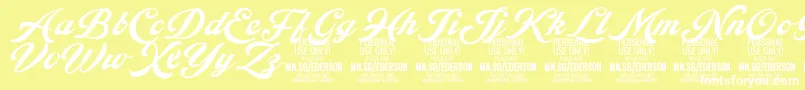 Ederson PERSONAL USE ONLY-Schriftart – Weiße Schriften auf gelbem Hintergrund