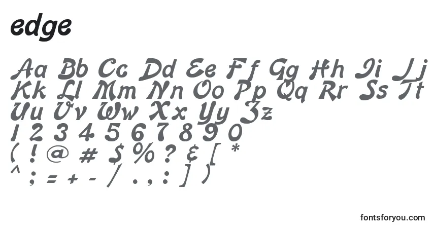 Schriftart Edge (125795) – Alphabet, Zahlen, spezielle Symbole