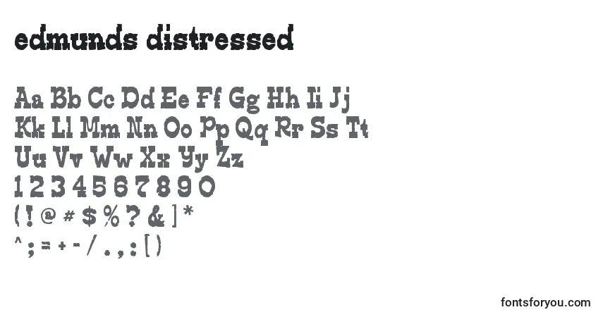 Schriftart Edmunds distressed – Alphabet, Zahlen, spezielle Symbole