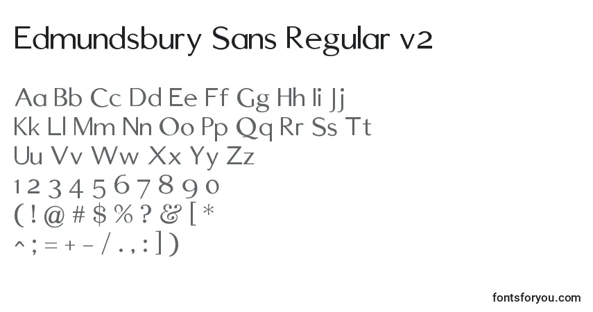 Schriftart Edmundsbury Sans Regular v2 – Alphabet, Zahlen, spezielle Symbole