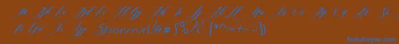 edore-Schriftart – Blaue Schriften auf braunem Hintergrund