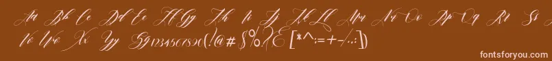 Weitere Informationen zur edore-Schriftart edore-Schriftart – Rosa Schriften auf braunem Hintergrund