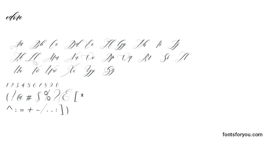 Schriftart Edore (125801) – Alphabet, Zahlen, spezielle Symbole
