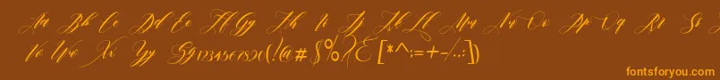 edore-Schriftart – Orangefarbene Schriften auf braunem Hintergrund