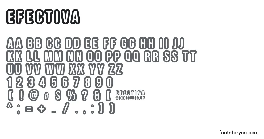 Schriftart EFECTIVA – Alphabet, Zahlen, spezielle Symbole
