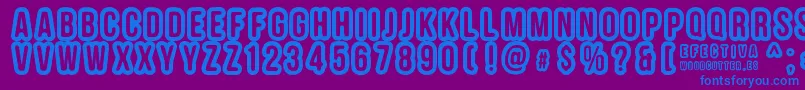 EFECTIVA-fontti – siniset fontit violetilla taustalla