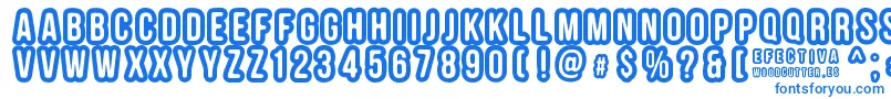 フォントEFECTIVA – 白い背景に青い文字