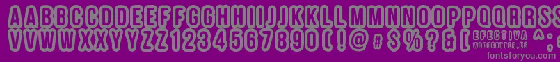 EFECTIVA-fontti – harmaat kirjasimet violetilla taustalla