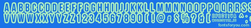 EFECTIVA-fontti – vihreät fontit sinisellä taustalla