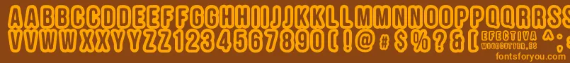 EFECTIVA-Schriftart – Orangefarbene Schriften auf braunem Hintergrund