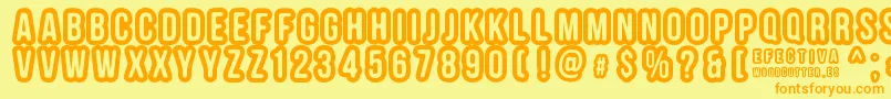 EFECTIVA-fontti – oranssit fontit keltaisella taustalla