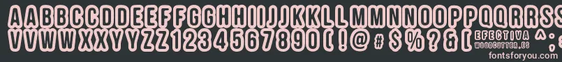 EFECTIVA-fontti – vaaleanpunaiset fontit mustalla taustalla