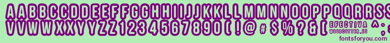 EFECTIVA-fontti – violetit fontit vihreällä taustalla