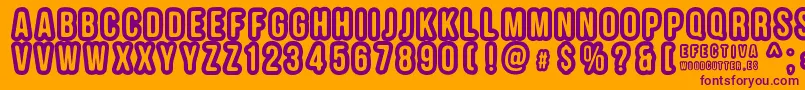 EFECTIVA-fontti – violetit fontit oranssilla taustalla