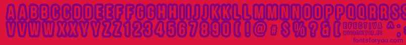 EFECTIVA-fontti – violetit fontit punaisella taustalla