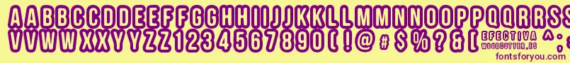 EFECTIVA-fontti – violetit fontit keltaisella taustalla