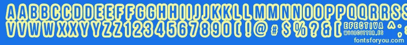 EFECTIVA-fontti – keltaiset fontit sinisellä taustalla