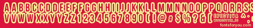 EFECTIVA-fontti – keltaiset fontit punaisella taustalla