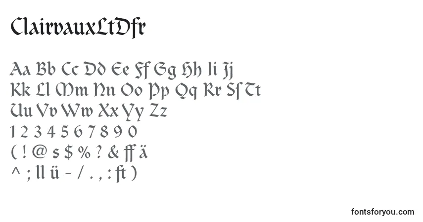 A fonte ClairvauxLtDfr – alfabeto, números, caracteres especiais