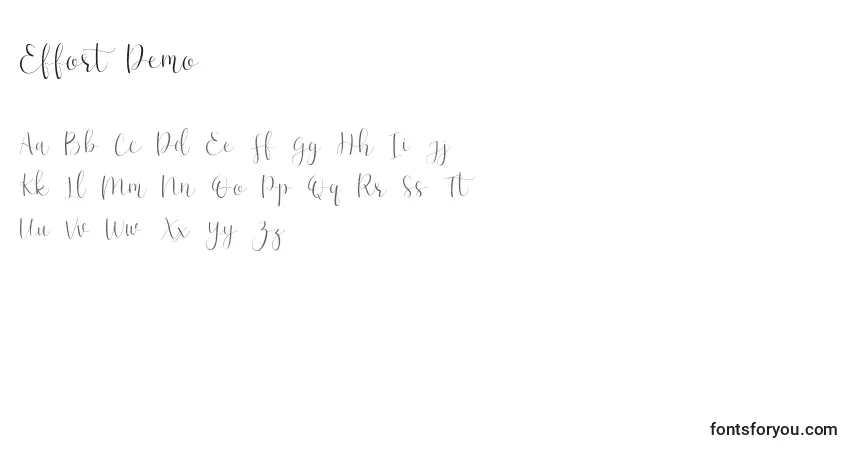 Schriftart Effort Demo – Alphabet, Zahlen, spezielle Symbole