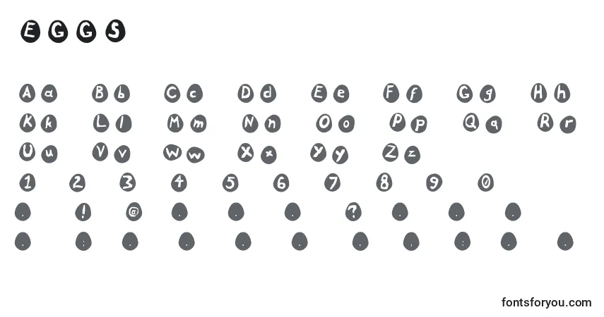 Schriftart EGGS (125813) – Alphabet, Zahlen, spezielle Symbole