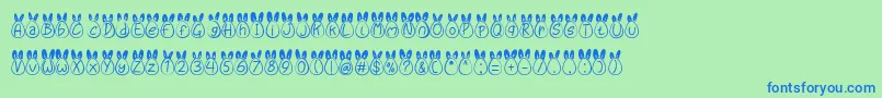 Eggy Bunny Ear Font – Blue Fonts on Green Background