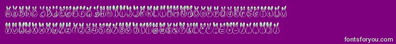 Eggy Bunny Ear-Schriftart – Grüne Schriften auf violettem Hintergrund